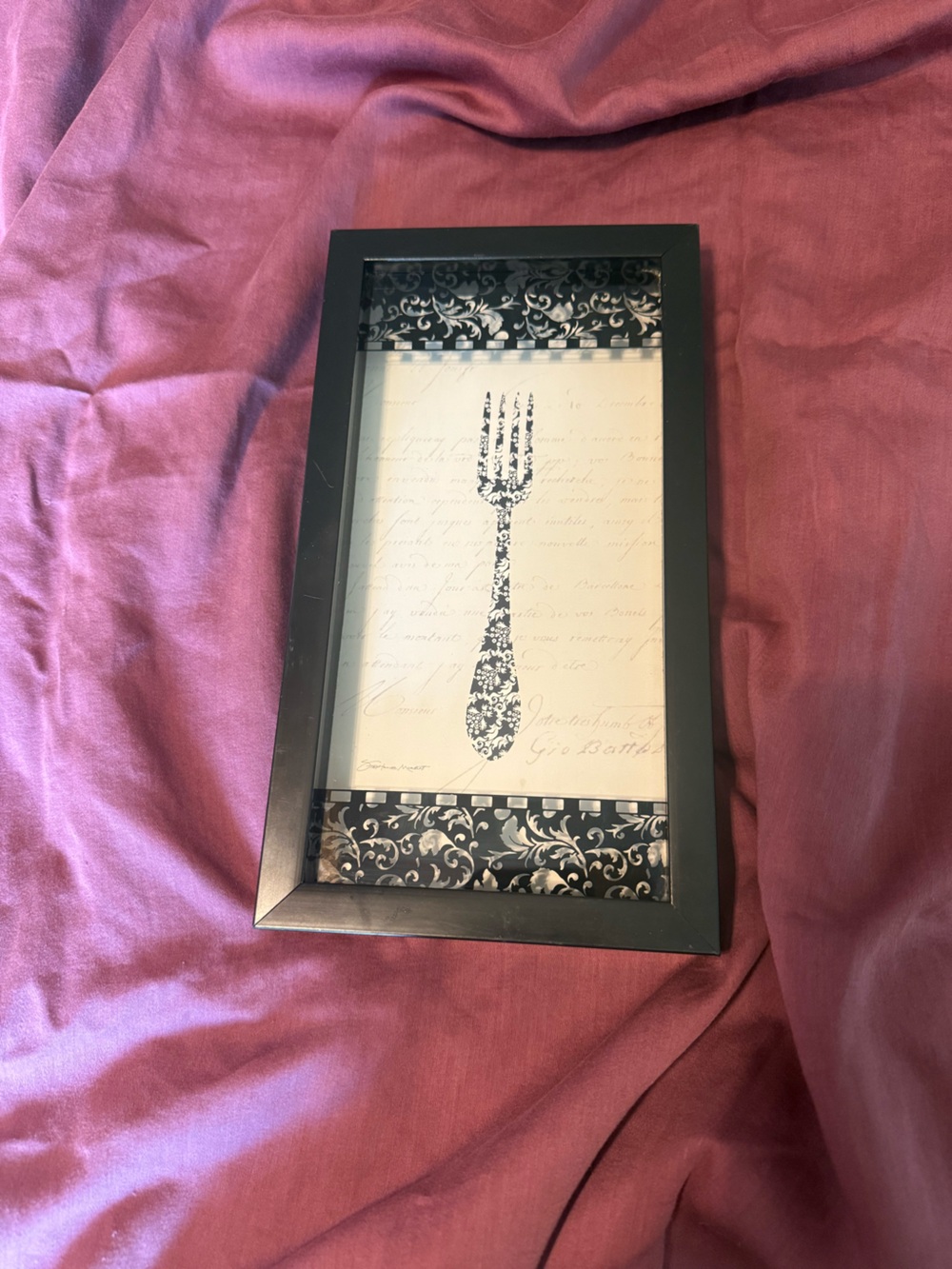 Black Framed Decorative Fork Wall Art – Black